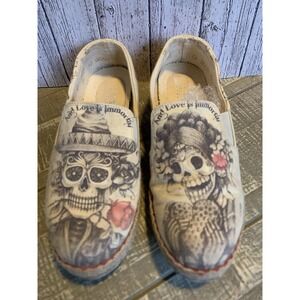 Goby Day of the Dead Slip On Size 7 EU 38 Forever Love Slip On Canvas Shoes